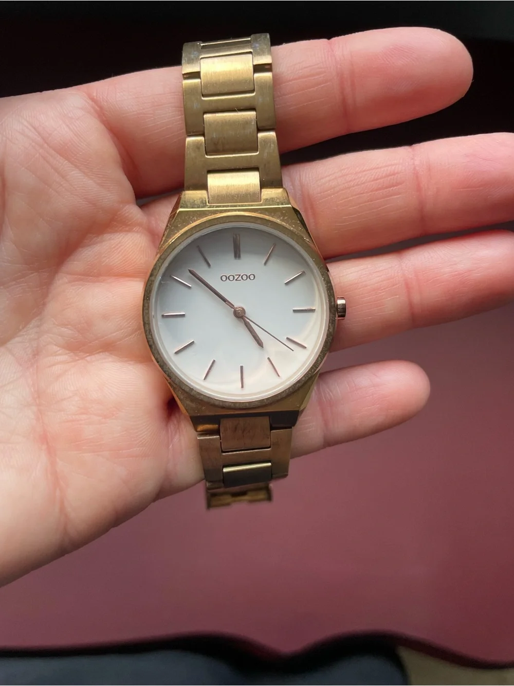 OOZOO Gold-Tone Stainless Steel Watch with White Dial